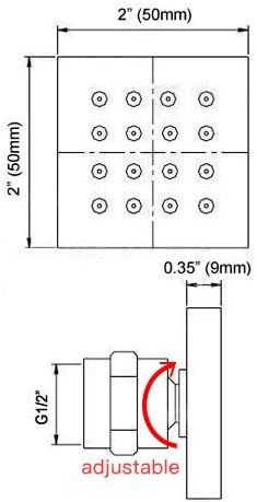 No. 9 - Square Solid Brass Shower Body Sprays - 4