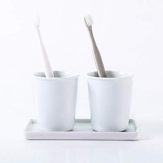 No. 8 - Gaolinci 2 Pcs Simple White Ceramic Mouthwash Cups - 4