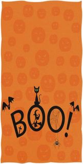 No. 8 - Naanle Halloween Boo Pattern with Black Cat Witch Pumpkin Soft Large Hand Towels - 1