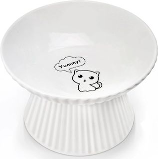 No. 4 - COMESOON 6.5" Extra Wide Ceramic Elevated Cat Bowl - 1