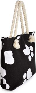 No. 8 - Premium Dog Cat Paws Print Canvas Tote Shoulder Bag - 2