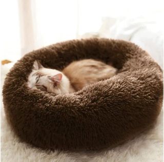 No. 5 - Geizire Cat Beds for Indoor Cats, Dog Beds for Small Dogs, Washable Donut Calming Round - 1