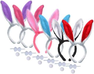 No. 8 - Bunny Ears Headbands Tail Bow Tie Set - 2
