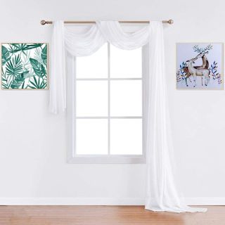 No. 4 - Premium Quality Extra Long Sheer Bright White Window Scarf - 1