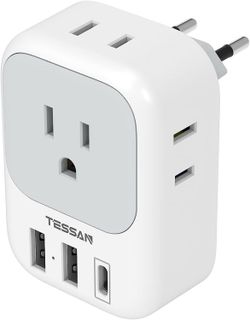 No. 3 - TESSAN European Travel Plug Adapter USB C - 1