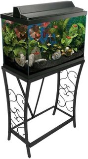 No. 7 - Aquatic Fundamentals 20 Gallon Black Metal Scroll Aquarium Stand - 1