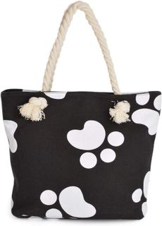 No. 8 - Premium Dog Cat Paws Print Canvas Tote Shoulder Bag - 1