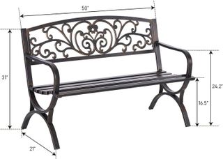 No. 3 - MFSTUDIO 50 Inches Outdoor Garden Bench - 5