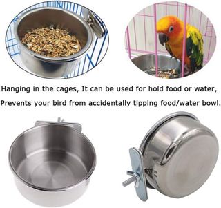 No. 5 - Tfwadmx Bird Feeding Dish Cups Parrot Food Bowl Clamp Holder Coop Cup - 4