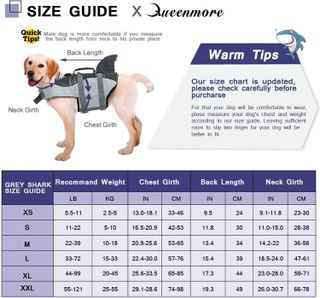 No. 8 - Queenmore Dog Life Jacket Ripstop Shark Dog Safety Vest - 3