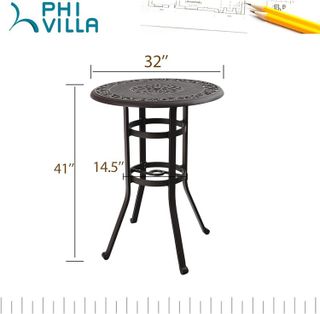 No. 7 - PHI VILLA 32" Cast Aluminum Patio Bar Table - 5