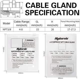 No. 10 - MAKERELE Wire Strain Relief NPT 3/8”Nylon Cord Grips Cable Glands Cable Gland Joints - 5