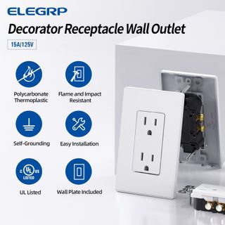 No. 4 - ELEGRP Matte White Standard Decorator Electrical Wall Receptacle Outlet - 3