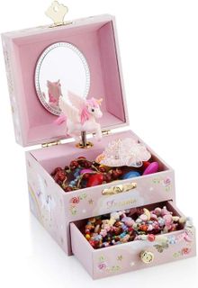 No. 5 - RR ROUND RICH DESIGN Kids Musical Jewelry Box for Girls with Drawer and Jewelry Set with Mysterious Unicorn - 3