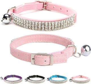 No. 8 - BINGPET Adjustable Cat Collar Soft Velvet Safe Collars Bling Diamante with Bells - 1