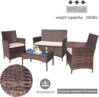 No. 5 - Homall 4 Pieces Patio Furniture Sets - 5