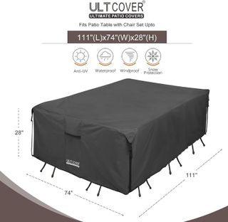 No. 1 - ULTCOVER 600D Tough Canvas Durable Rectangular Patio Table and Chair Cover - 2