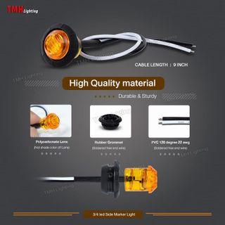 No. 8 - TMH 50 pcs 3/4 Inch Amber 3 LED Mini Round Miniature Side Marker Lights - 3