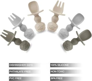 No. 8 - PandaEar 6 Pack Silicone Baby Spoons and Fork Feeding Set - 5