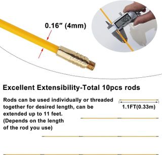 No. 10 - Boeray 11' Fiberglass Running Electrical Wire Cable Pulling Fish Tape Kit - 4