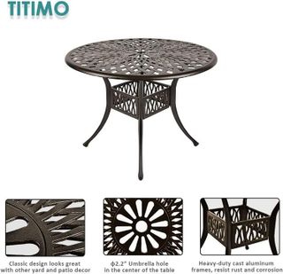 No. 8 - TITIMO Outdoor Round Patio Bistro Dining Table - 5