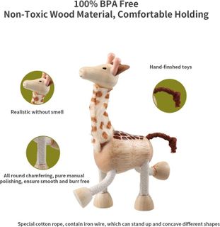 No. 7 - 12PCS Bendable Wooden Animal Toys - 2