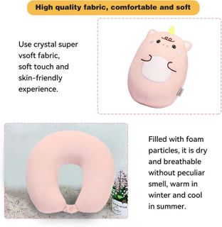 No. 6 - Round Pink Unicorn Travel Pillow - 4