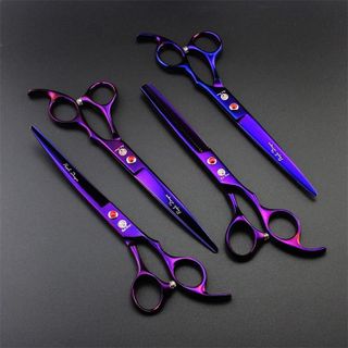 No. 2 - Purple Dragon Professional 7.0 inch 4PCS Pet Grooming Scissors Kit - 3