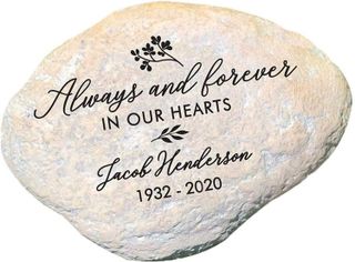 No. 7 - GiftsForYouNow Engraved Always and Forever in Our Hearts Memorial Garden Stone - 1