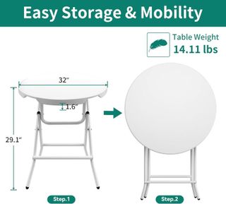 No. 3 - YITAHOME 32 Inch Round Folding Table - 3