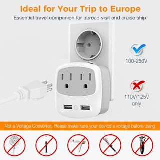 No. 1 - European Travel Plug Adapter Converter, TESSAN - 5