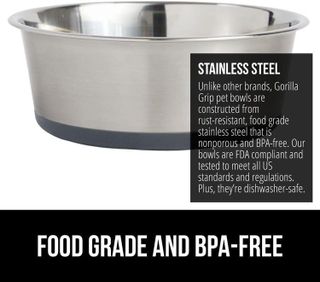 No. 4 - Gorilla Grip Stainless Steel Metal Pet Bowls Set of 2 - 3