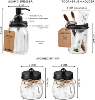 No. 3 - Mason Jar Bathroom Accessories Set - 5