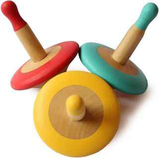 No. 9 - Shumee Colorful Wooden Spinning Tops 3 Pcs - 1