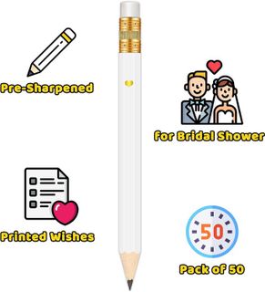 No. 10 - Vusnud 50Pcs – Bridal Shower Sharpened Half Pencils with Erasers - 3
