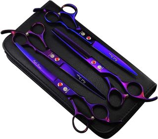 No. 2 - Purple Dragon Professional 7.0 inch 4PCS Pet Grooming Scissors Kit - 1