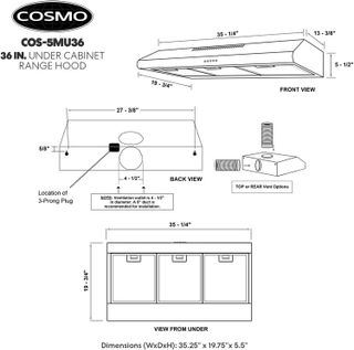 No. 3 - COSMO COS-5MU36 Under Cabinet Range Hood - 5