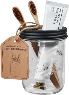 No. 3 - Mason Jar Bathroom Accessories Set - 4