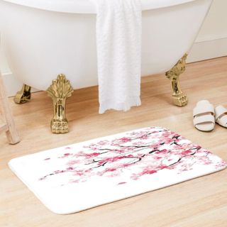 No. 4 - Kikiry Pink Cherry Blossom Shower Curtain Set - 3