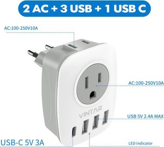 No. 6 - VINTAR European Travel Plug Adapter - 2