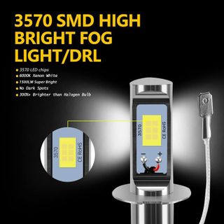 No. 3 - AUXLIGHT H3 LED Fog Light DRL Bulbs - 5
