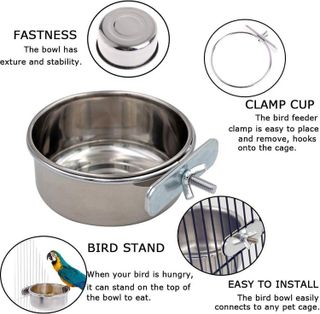 No. 5 - Tfwadmx Bird Feeding Dish Cups Parrot Food Bowl Clamp Holder Coop Cup - 3