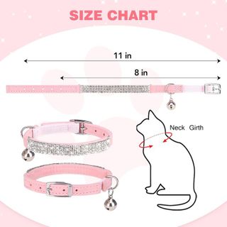 No. 8 - BINGPET Adjustable Cat Collar Soft Velvet Safe Collars Bling Diamante with Bells - 2