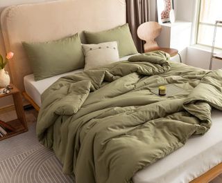 No. 9 - ROSGONIA Olive Green Comforter Set - 1