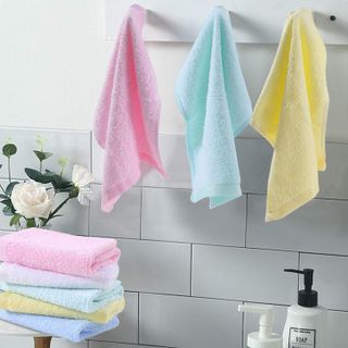 No. 2 - Yoofoss Washcloths Bamboo Face Towel Hand Cloth Set 10-Pack - 5