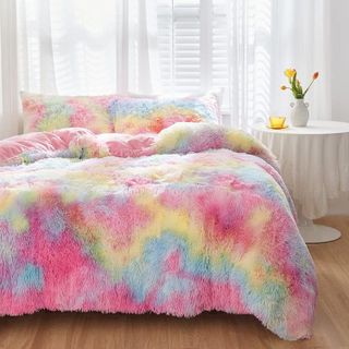 No. 5 - SUCSES Pink Plush Shaggy Duvet Cover - 2