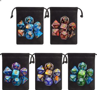No. 2 - CiaraQ Polyhedral Dice Set (35 Pieces) with Black Pouches - 2