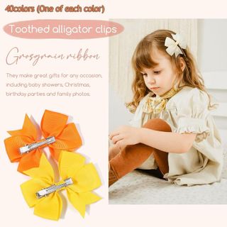 No. 6 - YHXX YLEN 40PCS 3 Inch Hair Bows for Girls Grosgrain Ribbon Toddler Accessories with Alligator Clip Bow Baby Kids Teens - 3