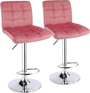No. 2 - Leopard Outdoor Products Velvet Pink Square Back Patio Stools & Bar Chairs - 1