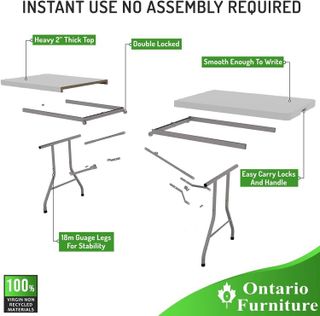 No. 3 - Ontario Furniture 6 Foot Plastic Folding Table - 4